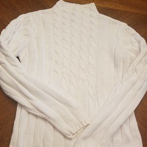 Classic White Mock Neck Cotton Sweater